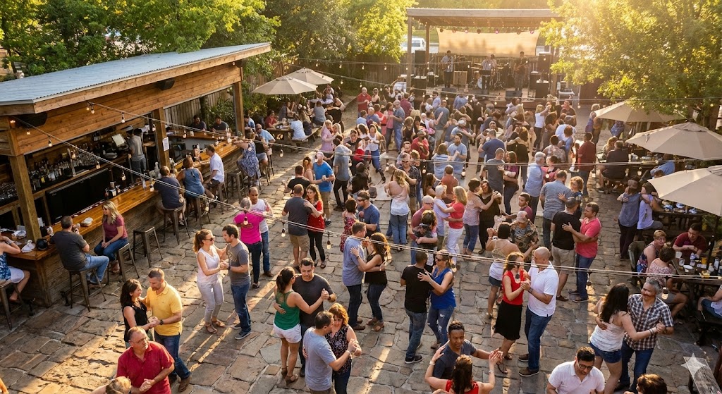 Live salsa band performing on the patio at Catrinas West Tampa